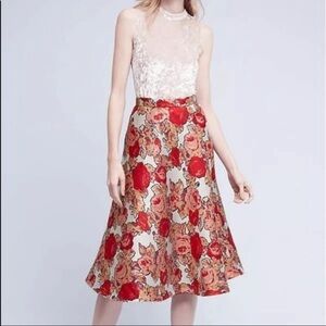 New Rachel Antonoff Red Rose Jacquard sz 8 skirt